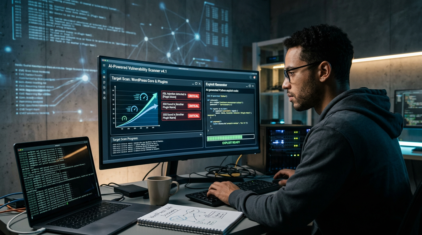 Cybersecurity analyst reviewing AI-powered vulnerability scan results